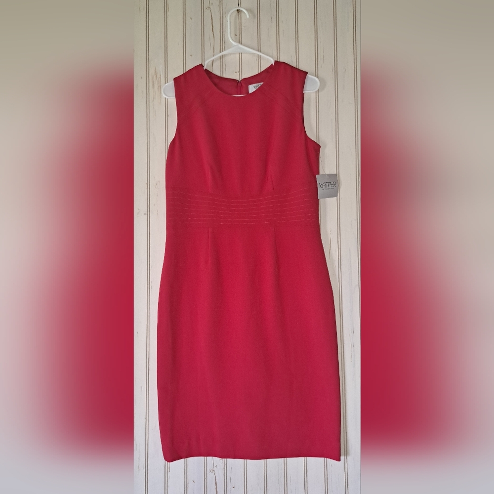 NEW KASPER Red Career Sheath  Dress Work Core Office Business Sleeveless 6